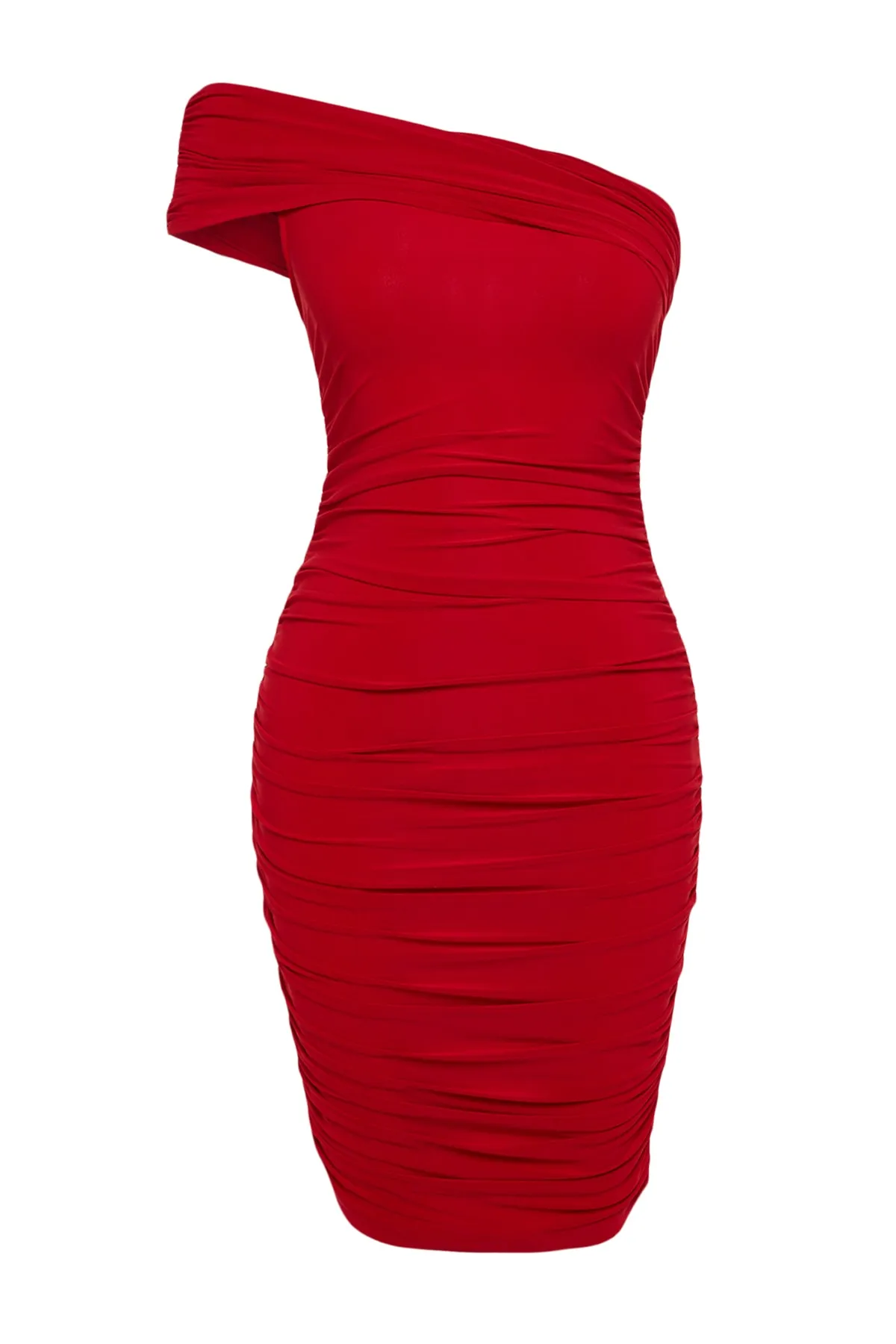 Trendyol Collection  Rotes, tailliertes, gestricktes, elegantes Abendkleid TPRSS22EL2037