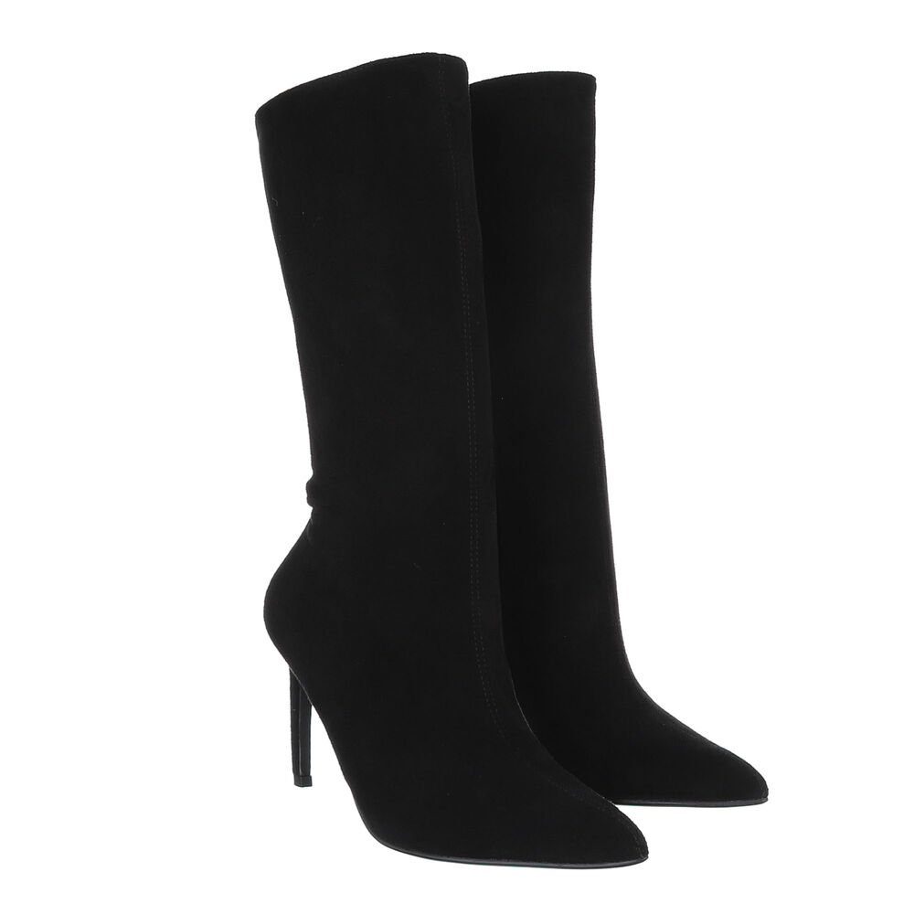 Ital-Design Damen Elegant High-Heel-Stiefel Pfennig-/Stilettoabsatz High-Heel Stiefel in Schwarz