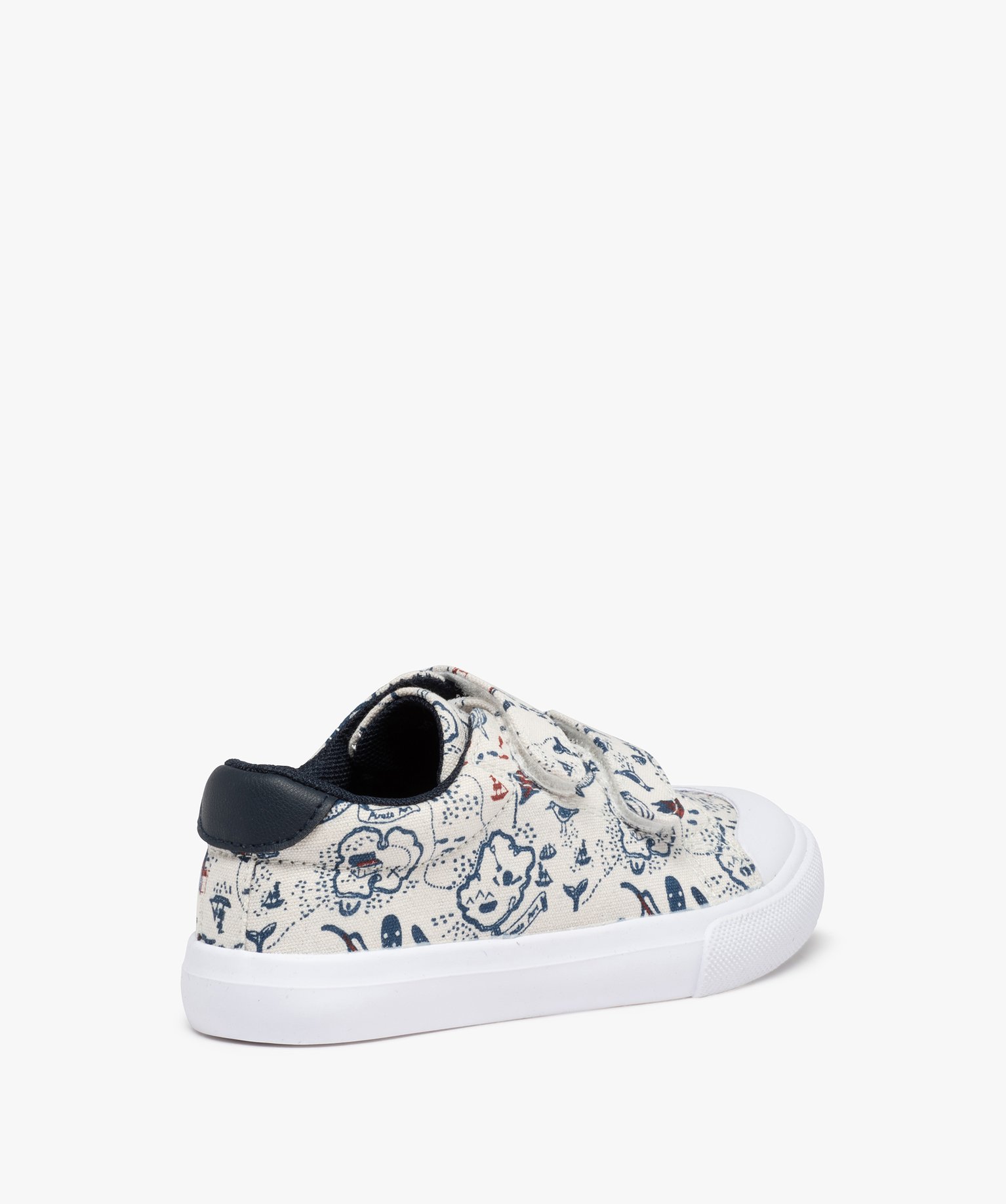Baskets Garçon en toile imprimée fermeture scratchs gris | GEMO