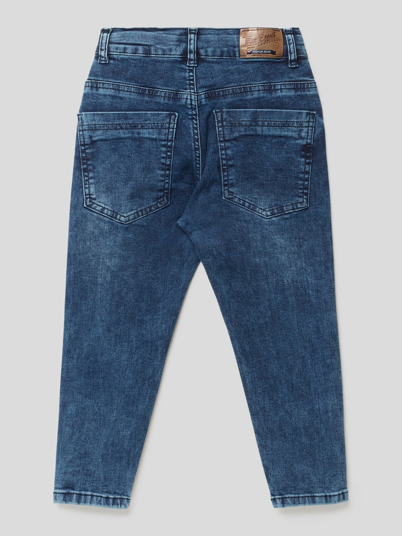 Jeans mit Label-Patch Modell 'Nos' in dunkelblau