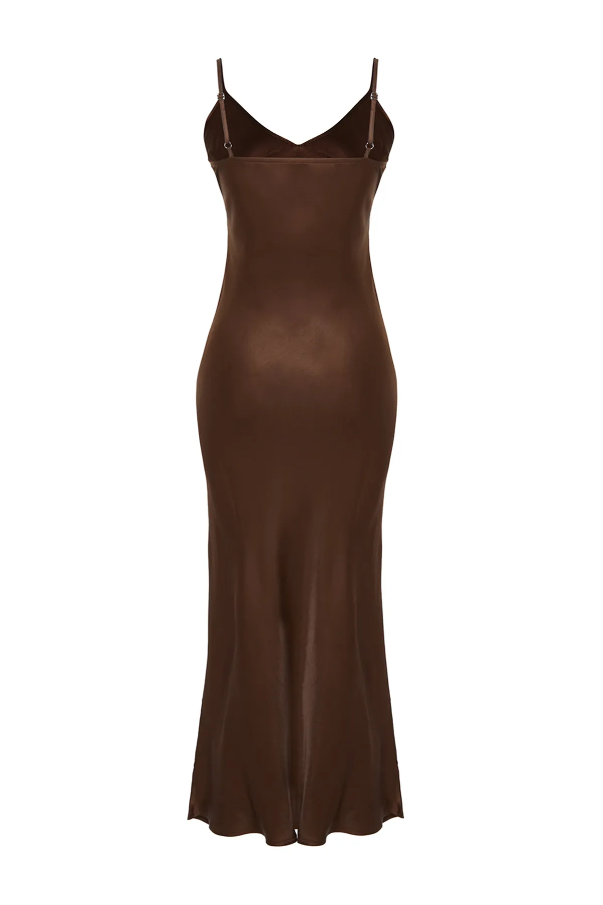 Trendyol Collection  Braunes, gerade geschnittenes Maxi-Webkleid mit Trägern TWOSS24EL00163