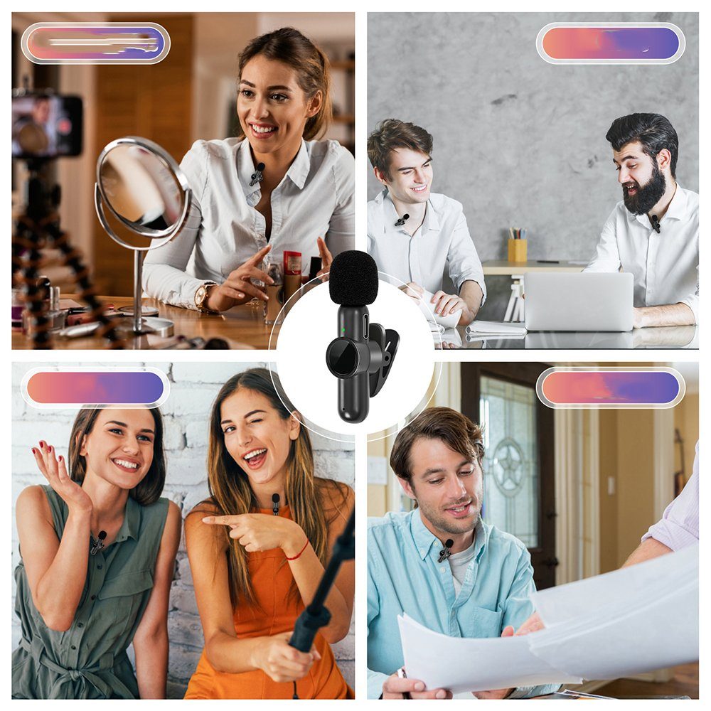 Bedee Mikrofon Mikrofon, Lavalier für Smartphone, Mini Microphone Plug & Play (Lavalier Mikrofon, Wireless Mini Mikrofon, 1-tlg), für Aufnahme,Live Streaming,YouTube