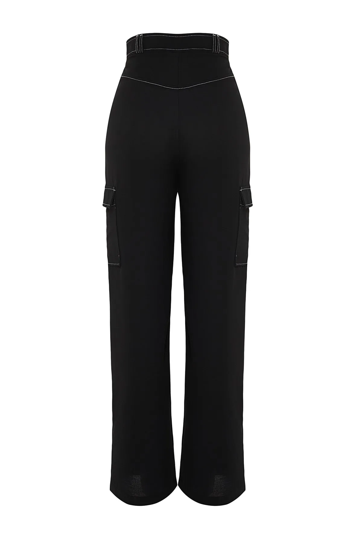 Trendyol Collection  Schwarze Cargo-Webhose mit weitem Bein und Kontrastnähten TWOSS21PL0288