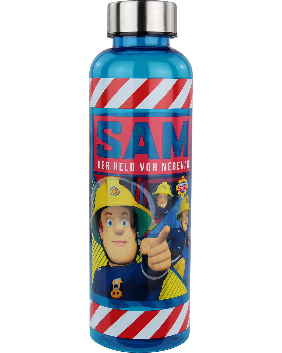 Trinkflasche Feuerwehrmann Sam mit Edelstahl-Deckel blau, 500 ml