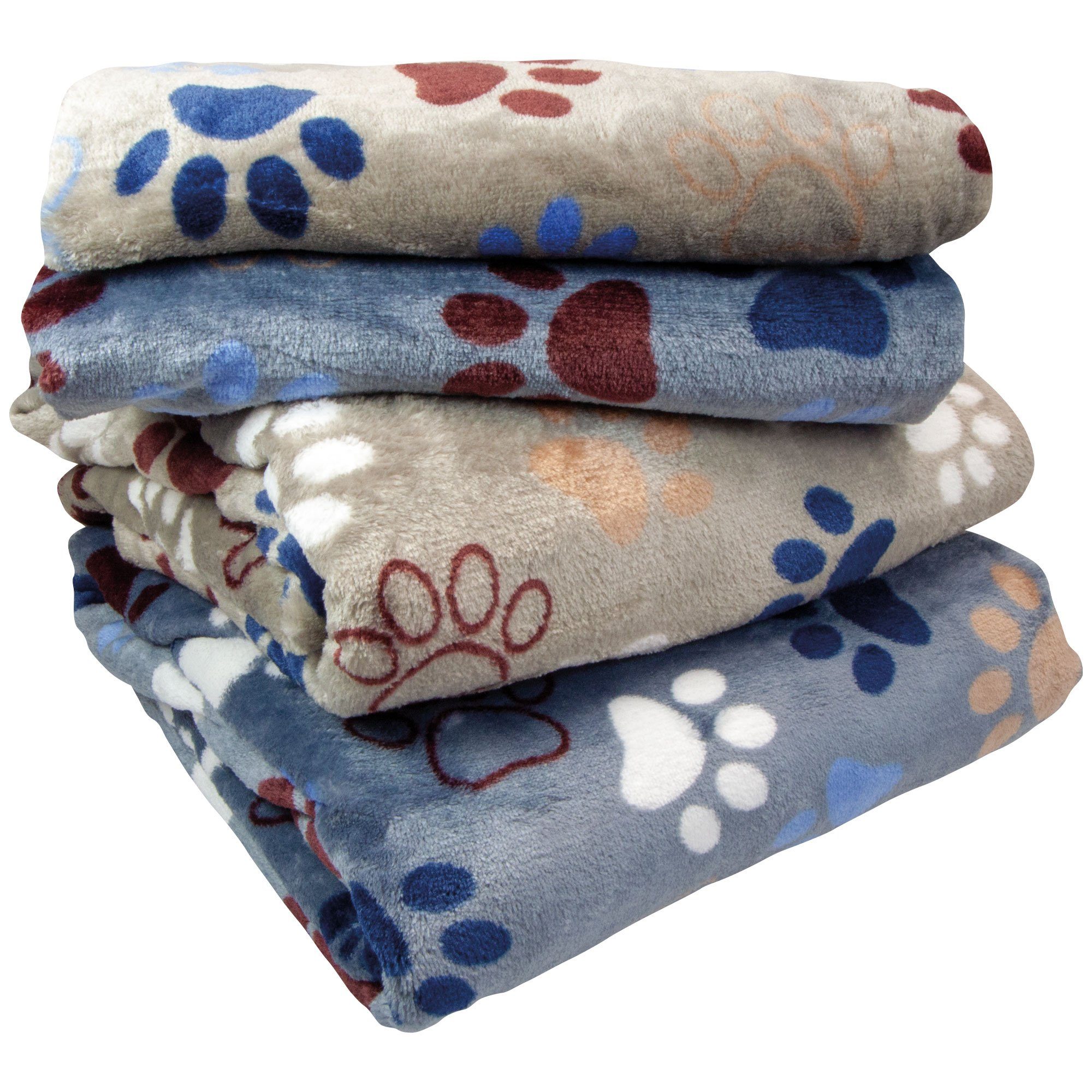 Nobby Tierdecke Hundedecke Lissi mit Pfotenmotiv, Polyester, Wunderschöne, kuschelweiche Coral-Fleecedecke zum Schutz vor Hundehaaren und Verschmutzungen
