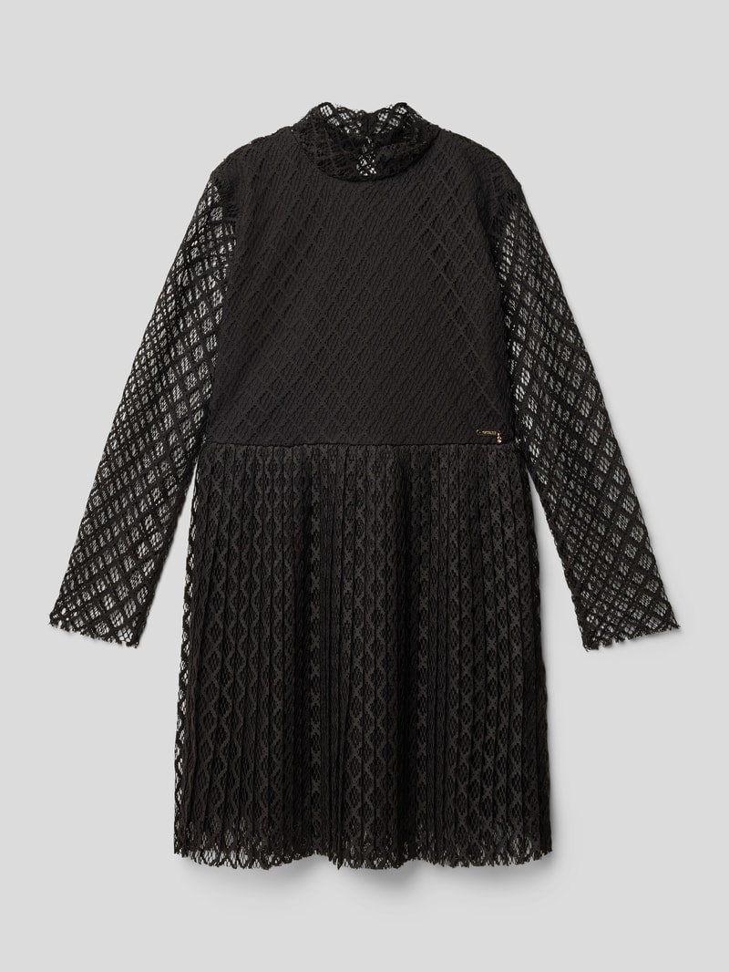Knielanges Kleid mit Häkelspitze in schwarz