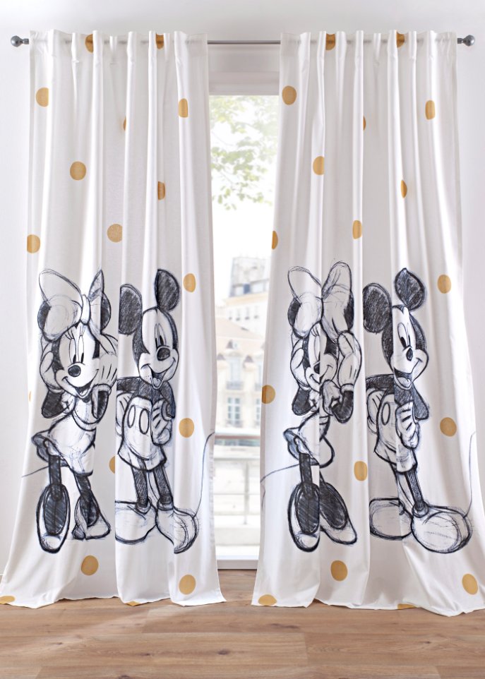 DS Minnie and Mickey Mouse Bio-Baumwoll Vorhang (1er Pack)