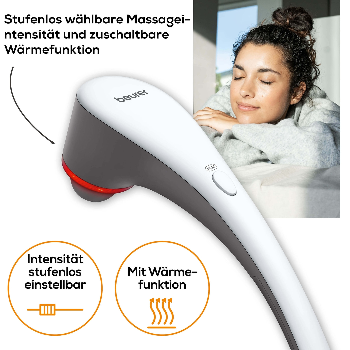 Beurer Klopf-Massagegerät MG 55-Massagegrät für eine tiefenwirksame, entspannende Klopfmassage & 3 Aufsätzen