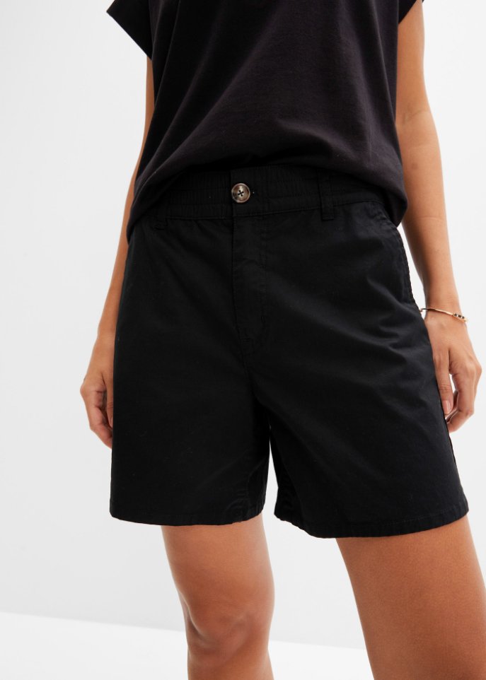 High Waist Shorts aus Twill