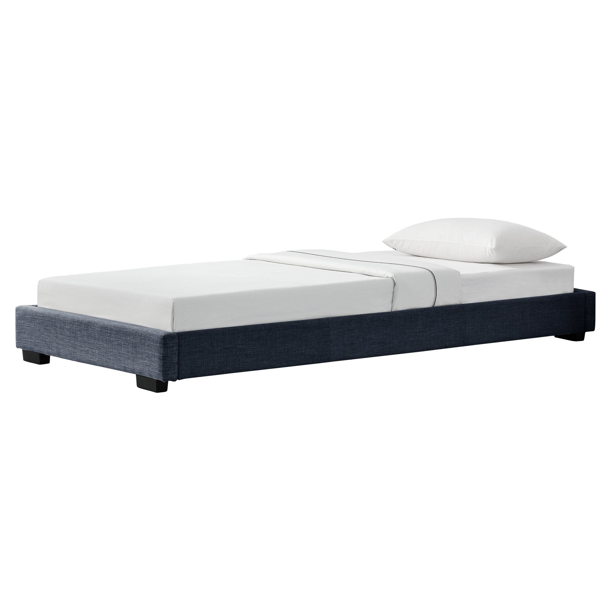 Corium Polsterbett, Masari Bett mit Lattenrost 90x200cm Leinen Dunkelgrau