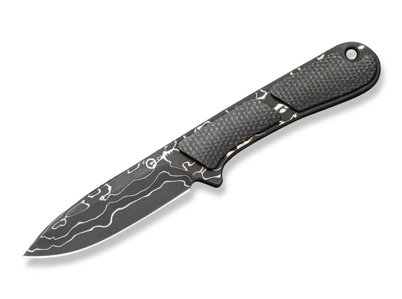 Mini Elementum Fixed Micarta Dark Green Damascus