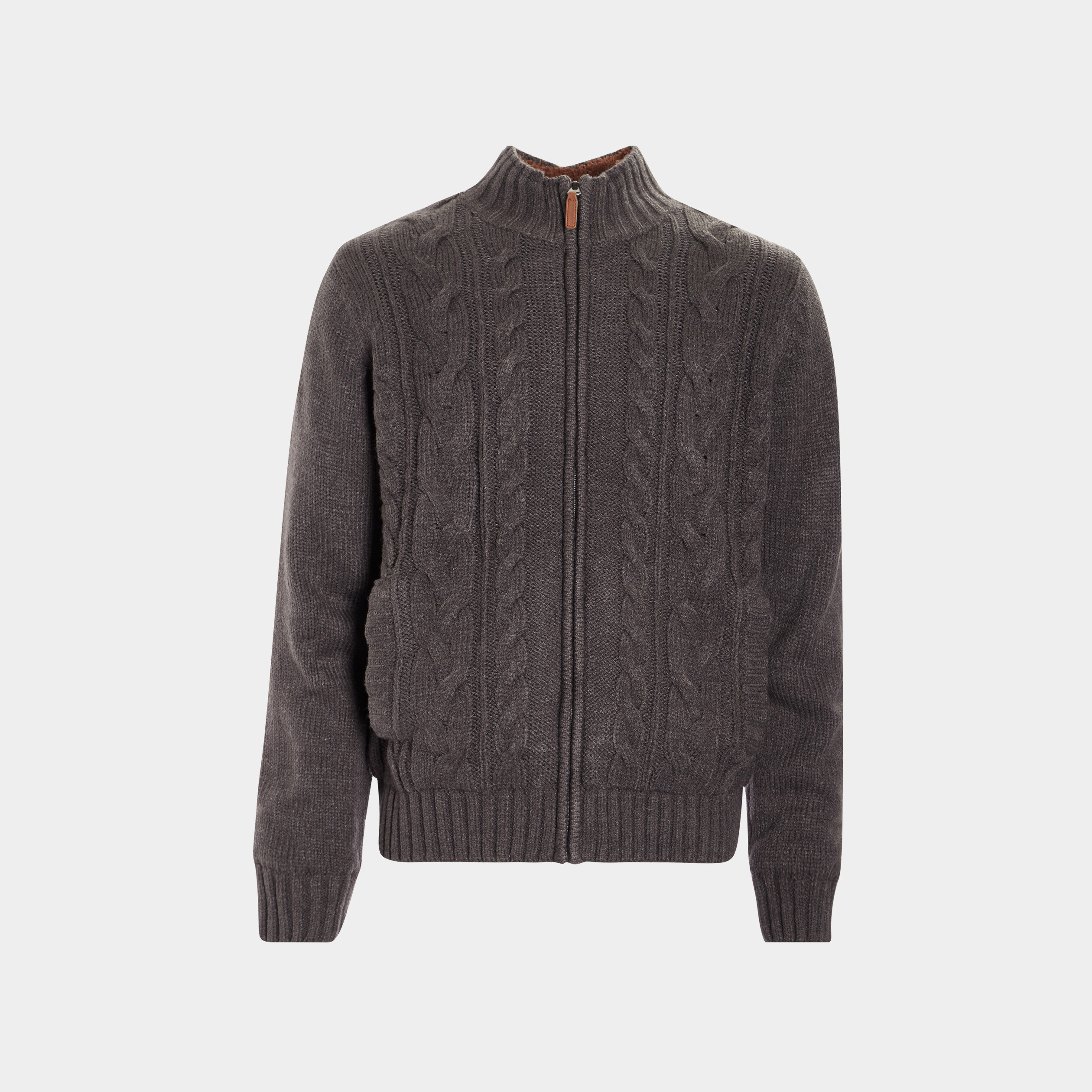 Gilet zippé avec torsades gris foncé homme | La Halle