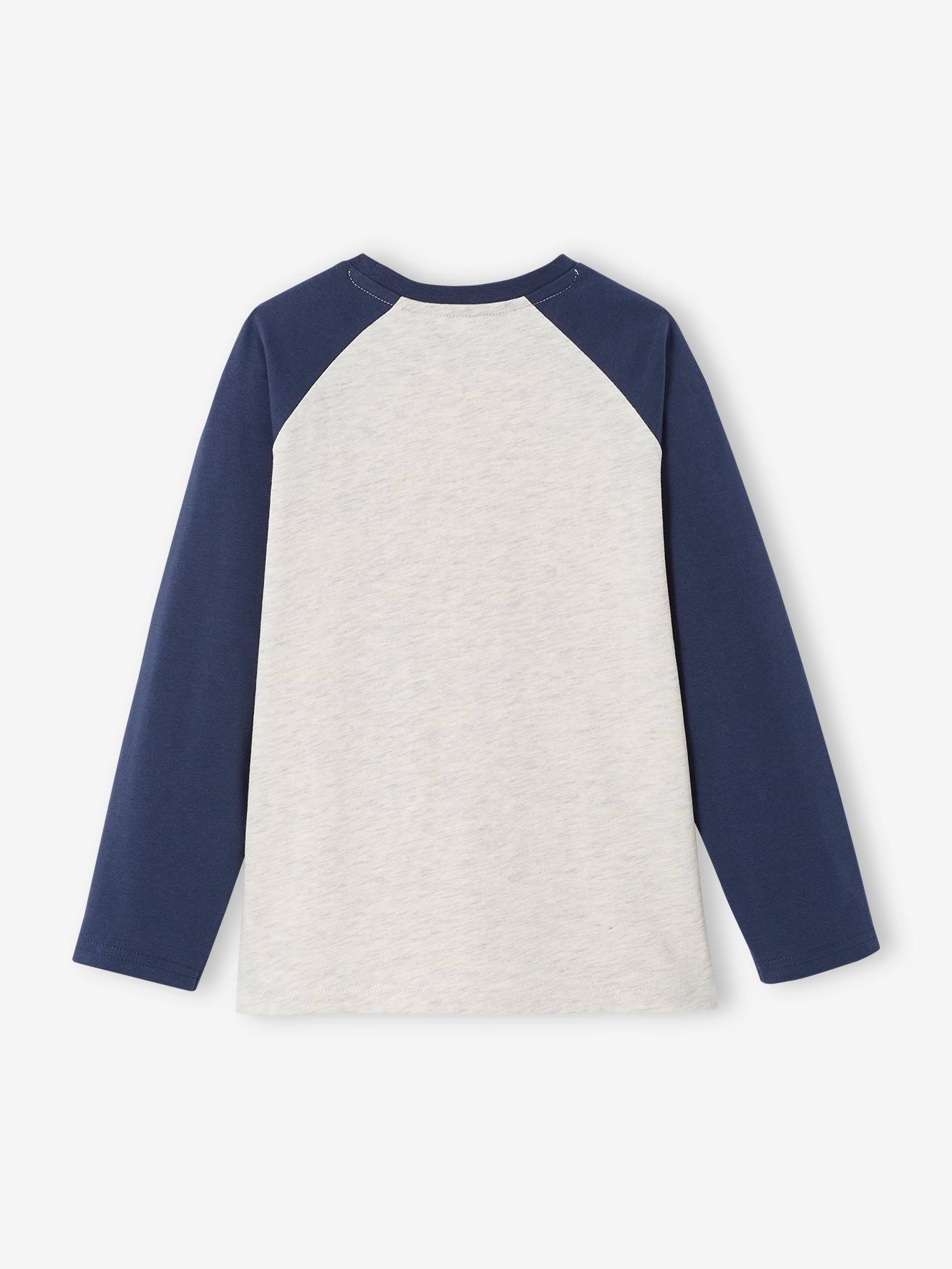 T-shirt motif graphique garçon manches raglan bleu