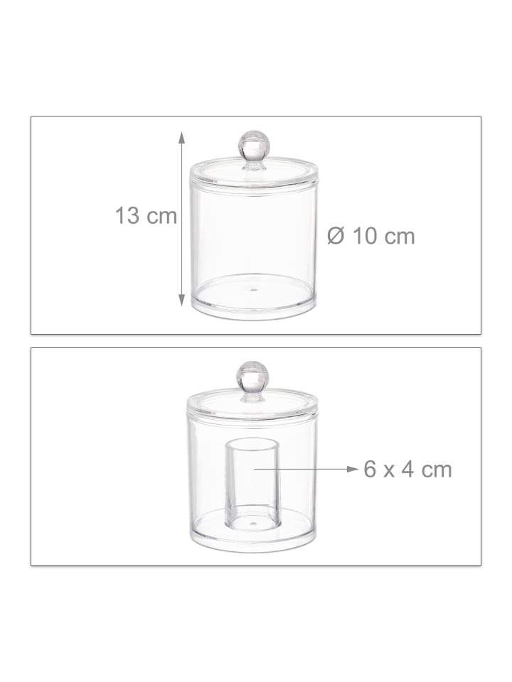 relaxdays 3er-Set: Wattestäbchen Aufbewahrung in Transparent günstig kaufen onesize