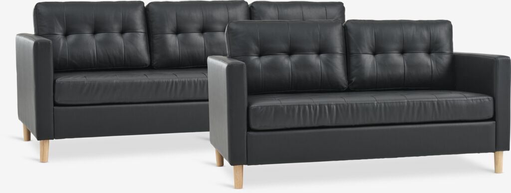FALSLEV FALSLEV 3 grupo de sofás de 2 lugares, imitação de couro preto