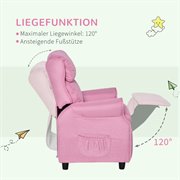 HOMCOM Kindersofa Kindercouch Kindersessel Stuhl Liegesofa verstellbar mit Fußstütze für 3-8 Jahre Jungen und Mädchen Rosa 58x53x70cm