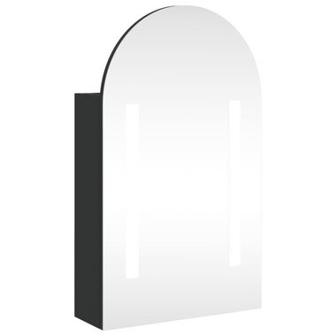vidaXL Badezimmerspiegelschrank Spiegelschrank mit LED-Beleuchtung Gewölbt Schwarz 42x13x70 cm (1-St)