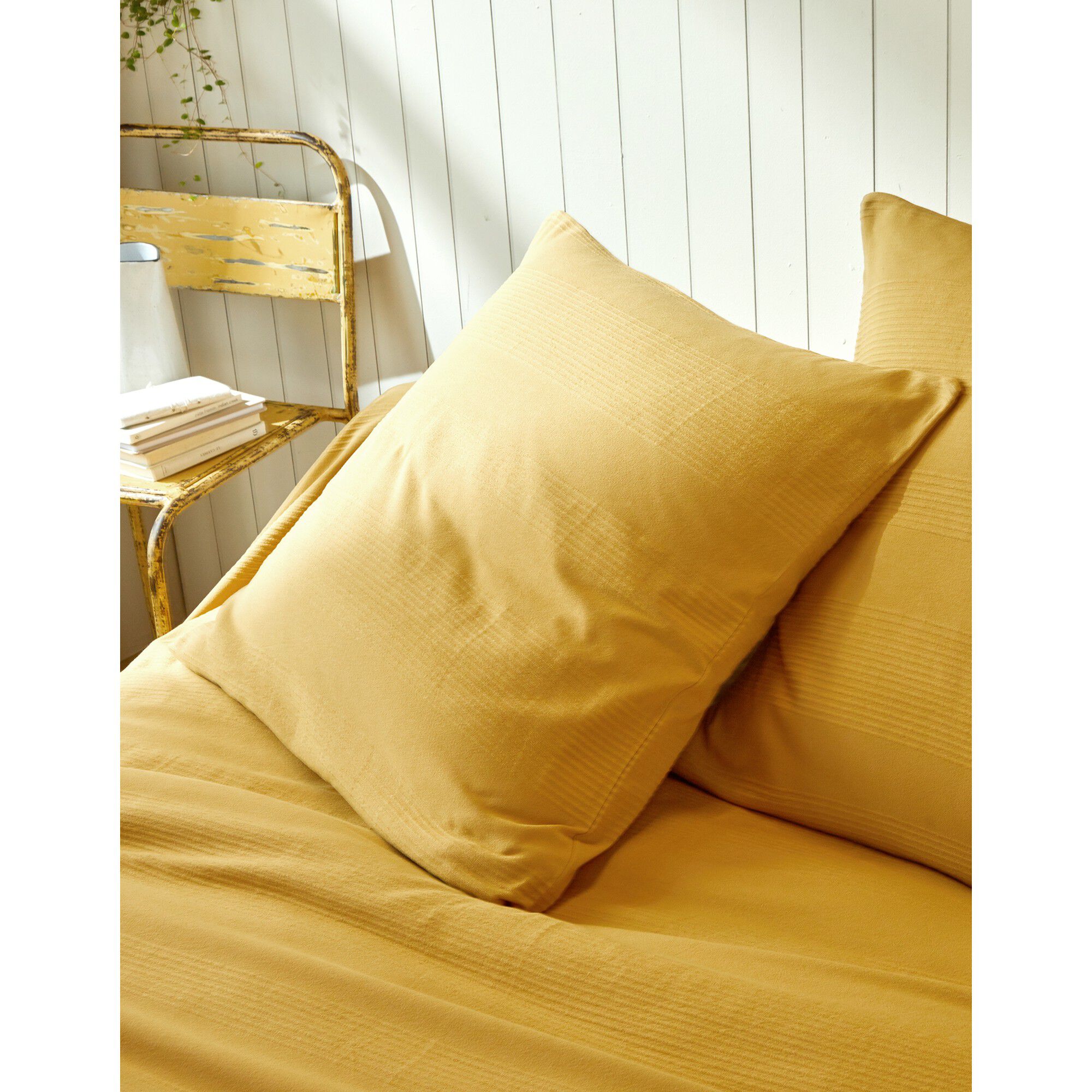 Jeté de lit uni tissé coton