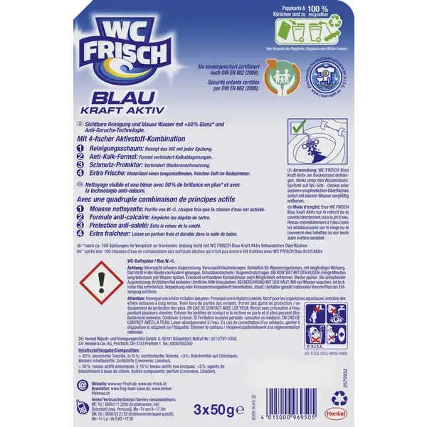 WC Reiniger Blau Kraft-Aktiv Duftspüler Chlor, Super-Pack
