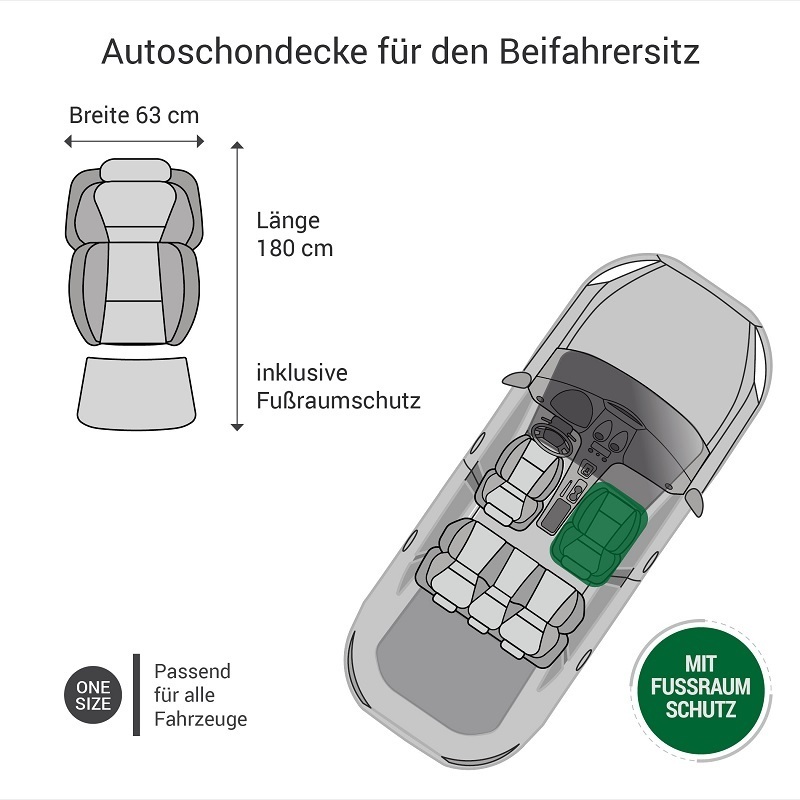 Doctor Bark Autozubehör Doctor Bark Autoschondecke Beifahrersitz grau