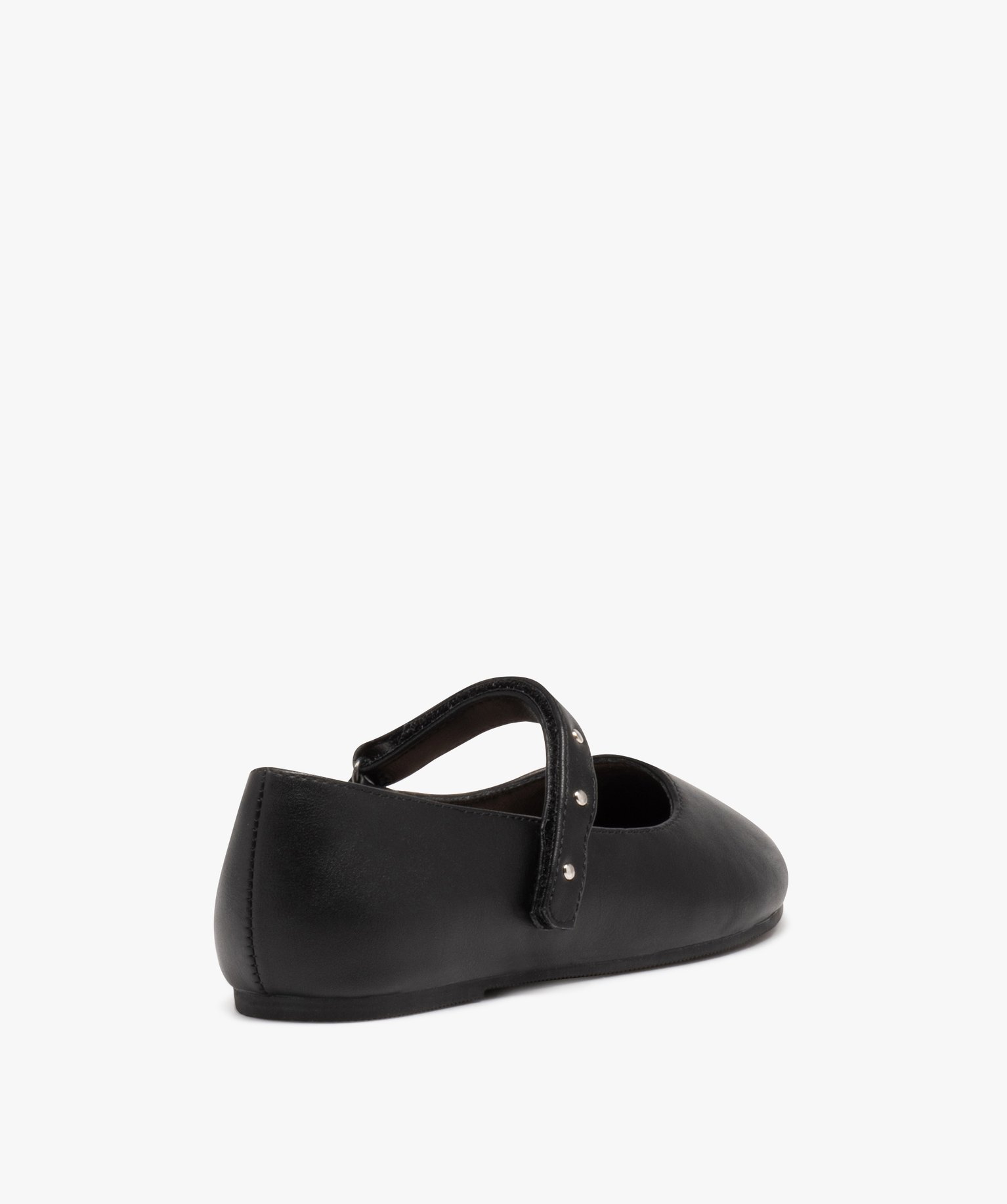 Ballerines fille unies à bride scratch cloutée noir | GEMO