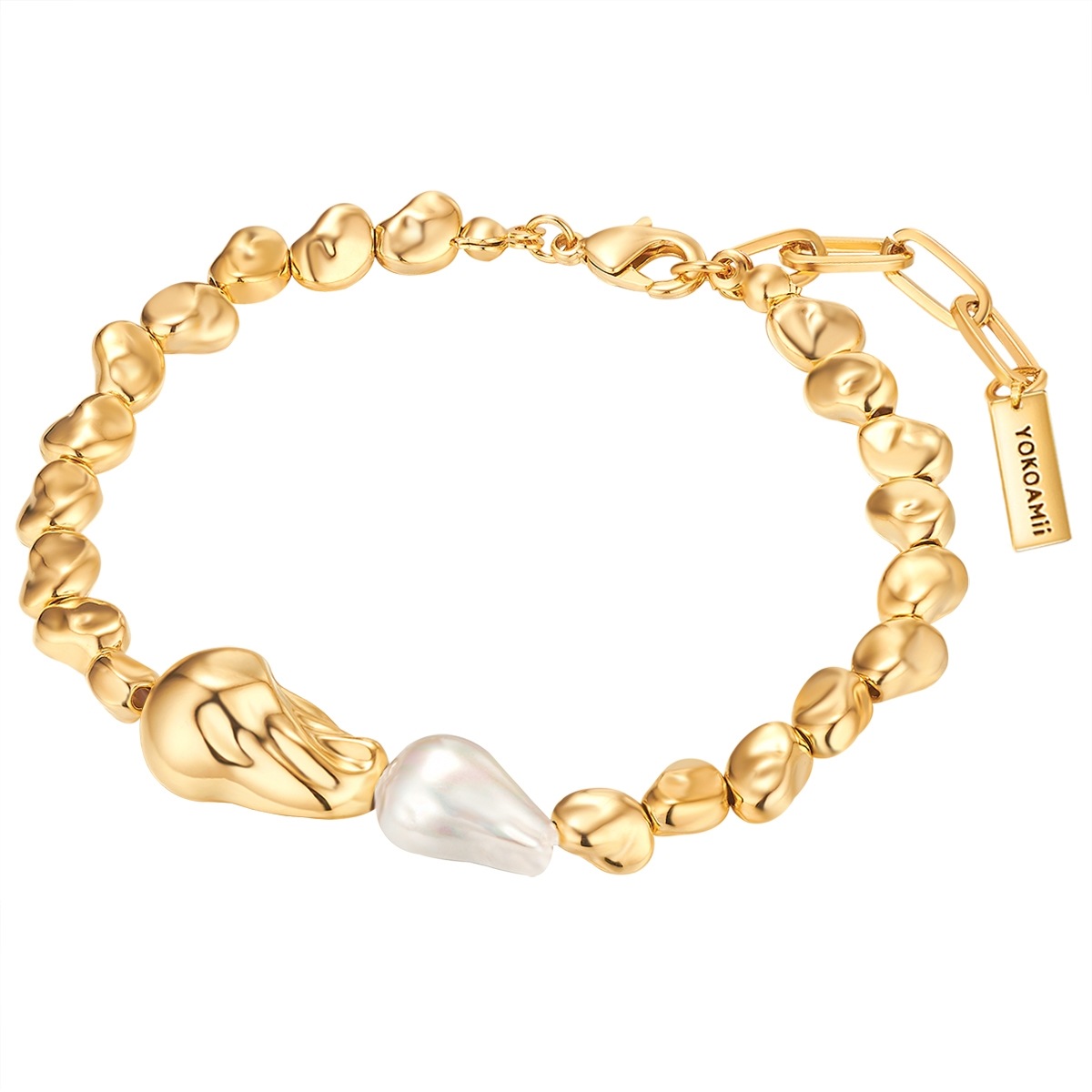 Armband Metall Muschelkernperle in Gelbgold