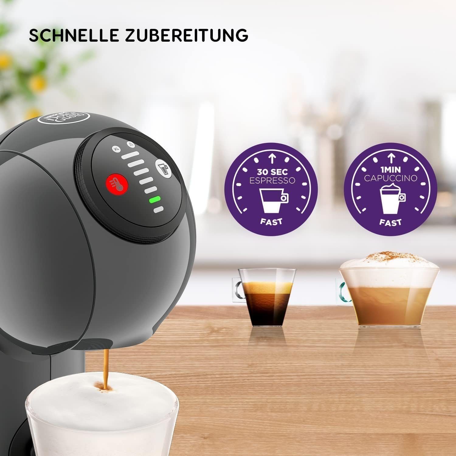Krups Kapselmaschine Kaffeemaschine Nescafé Dolce Gusto Genio S KP243B Kapselmaschine, + Emsa Travel Mug Thermobecher Blau, 0,8 Liter Wassertank