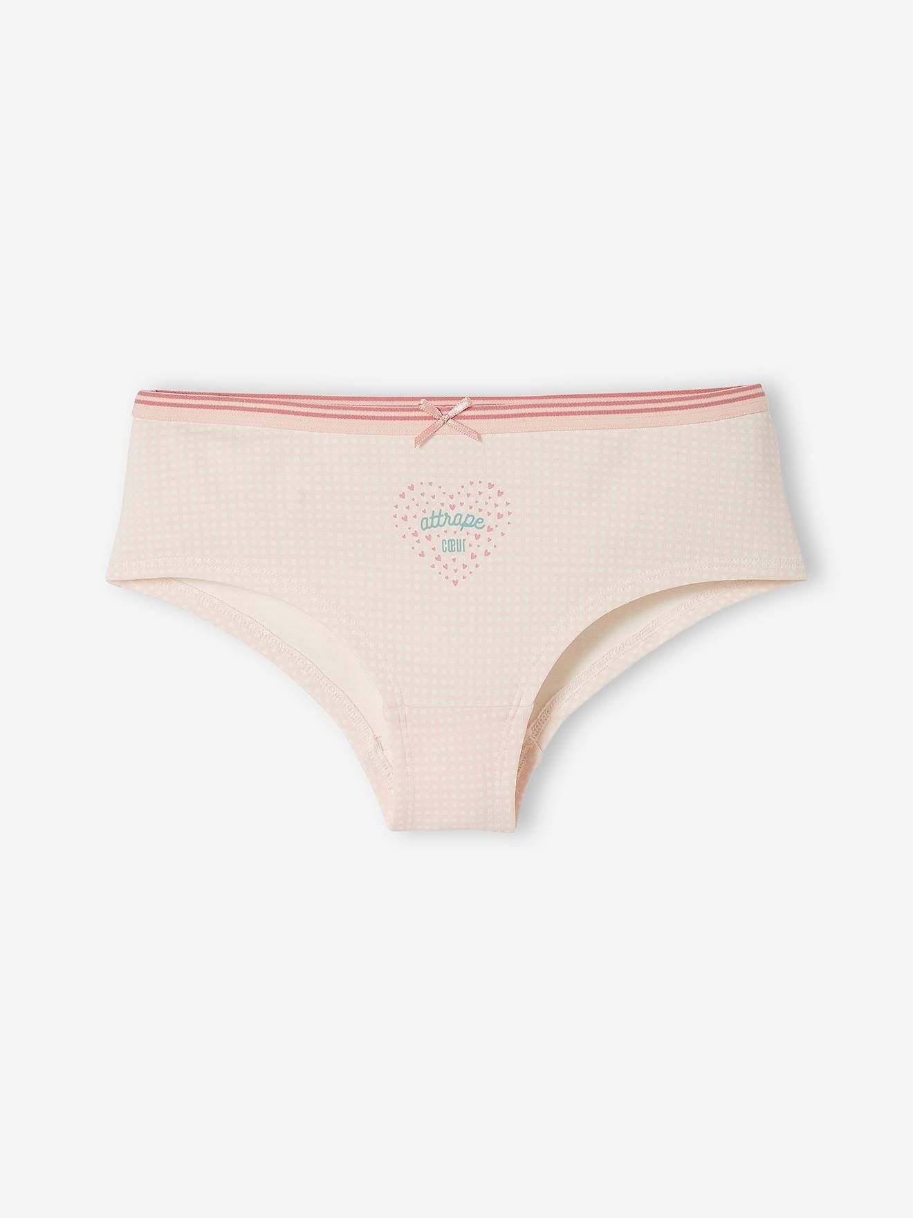 Lot de 5 shorties coeurs fille lot rose et blanc