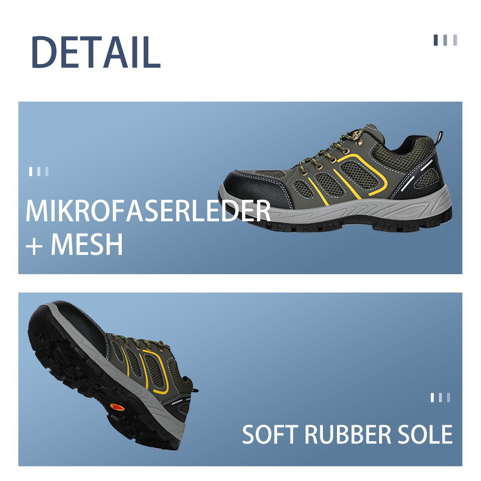 TOPMELON Herren Arbeitsschuhe Stahlkappe Sneaker Leichte Sicherheitsschuh