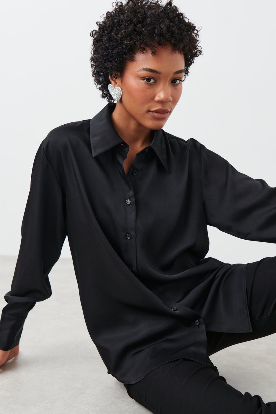 Oversized satin shirt