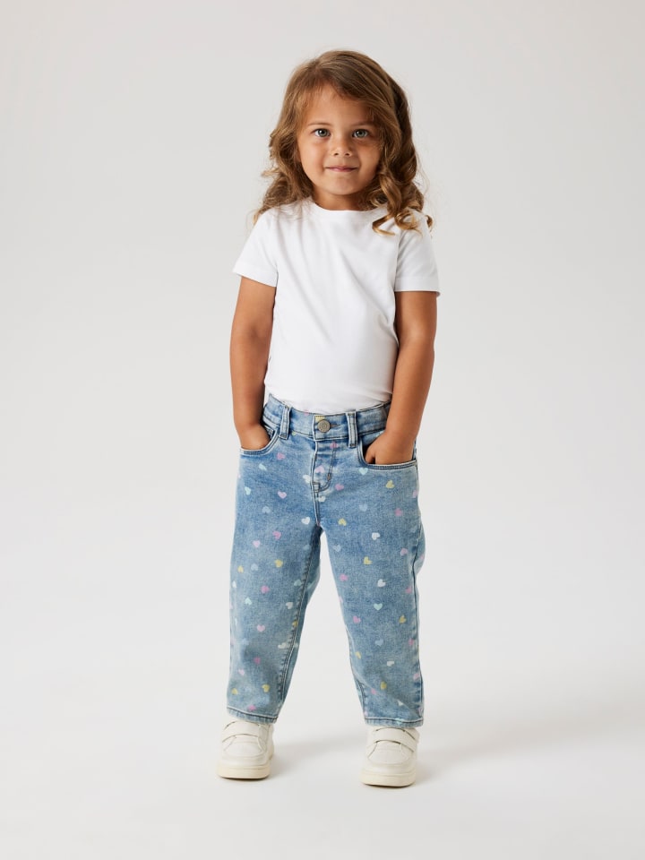name it Jeans Herzchenprint NMFBELLA MOM SHAPED JEANS in medium blue denim günstig kaufen