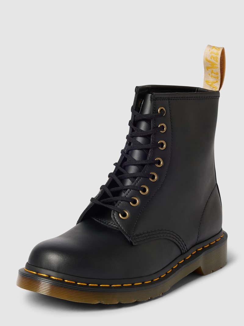 Schnürboots in Leder-Optik in schwarz