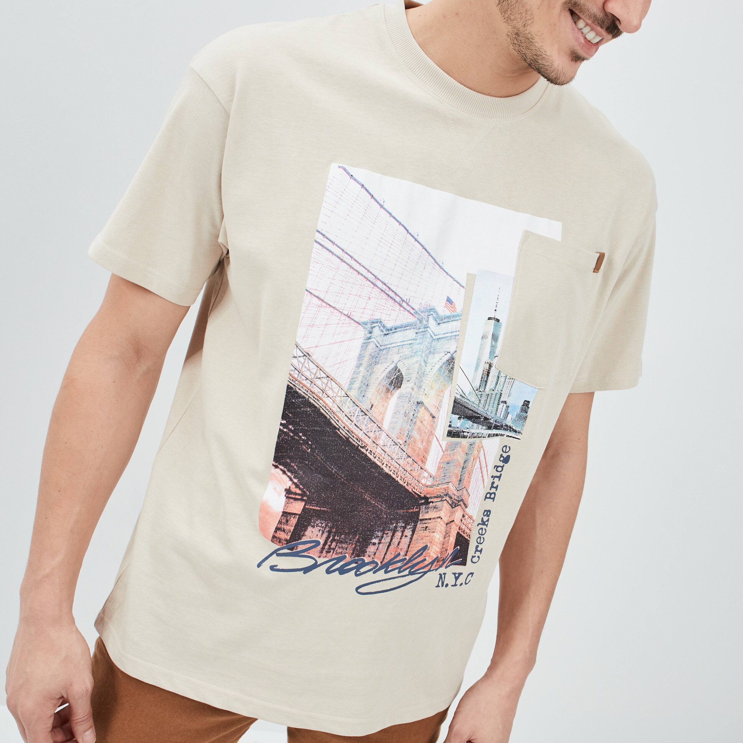 T-shirt manches courtes ivoire homme | La Halle