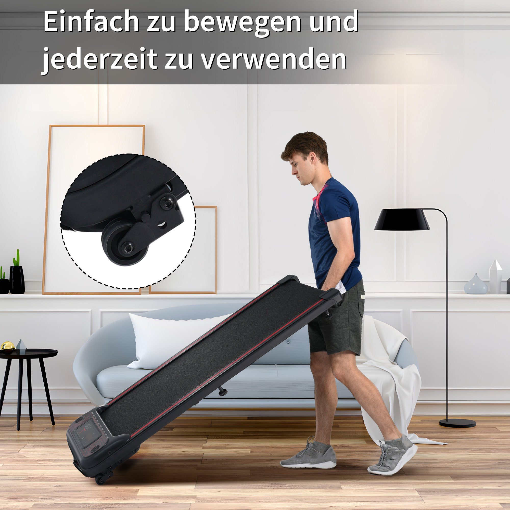 GLIESE Laufband Smart Home Flachbett-Laufband, mit Armband-Controller