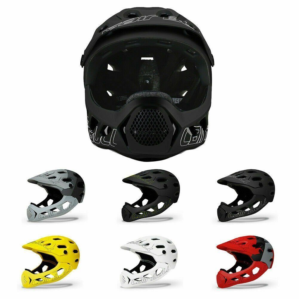 meeteu Fahrradhelm Fullface Helm Fahrradhelm (Downhill BMX MTB Integralhelm, Abnehmbar Mountainbike Downhill Freeride Offroad Bike), Größen 56-62cm