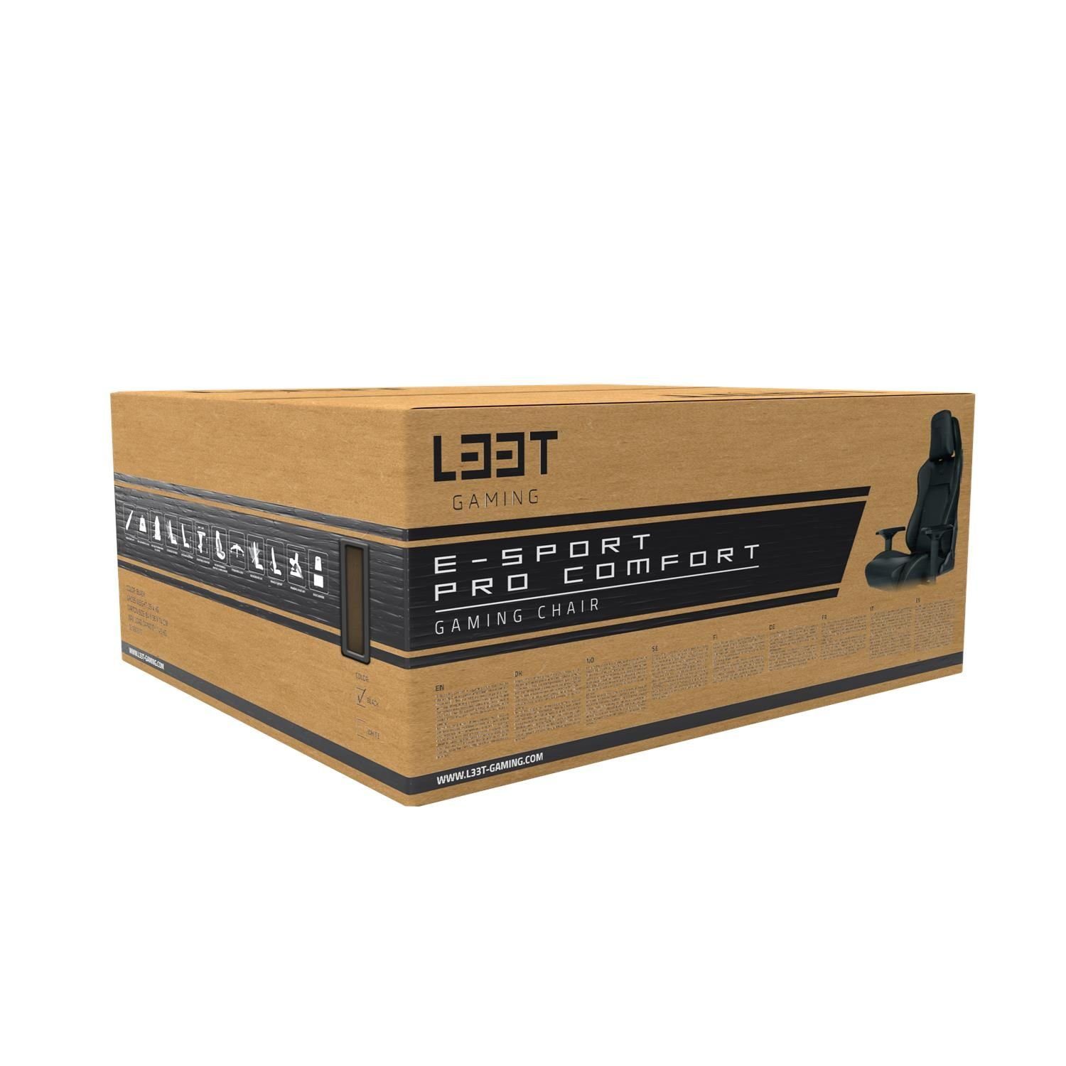 L33T Gaming-Stuhl E-Sport Pro Comfort Gaming Bürostuhl Racing Stuhl (kein Set), neigbar, höhenverstellbar, belastbar bis 145kg