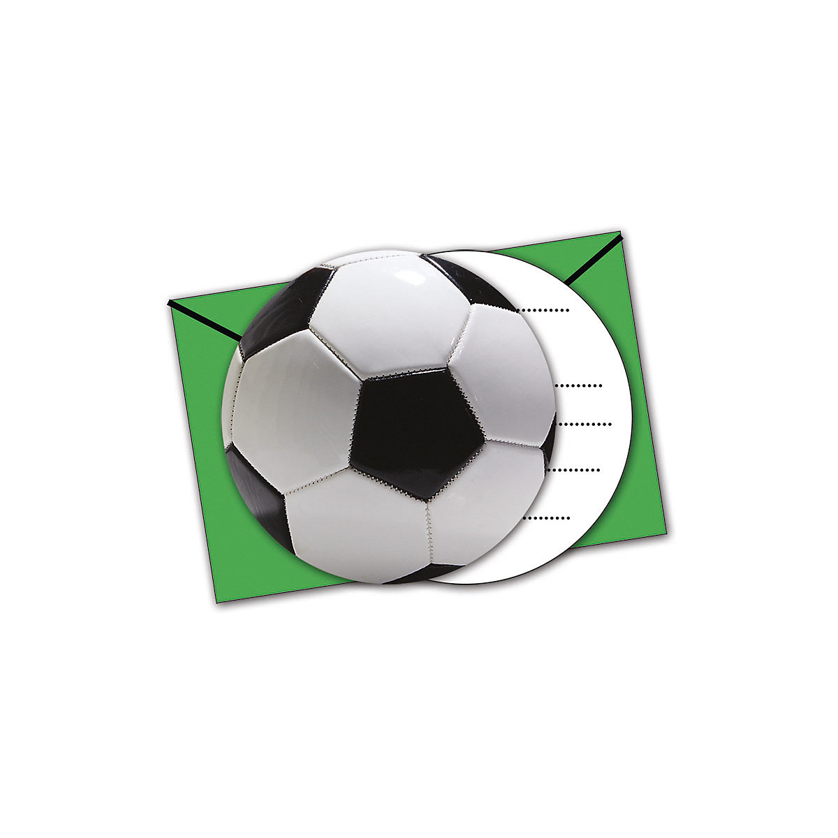 Einladungskarten Fußball, gestanzt, 6 Stück inkl. Umschlag