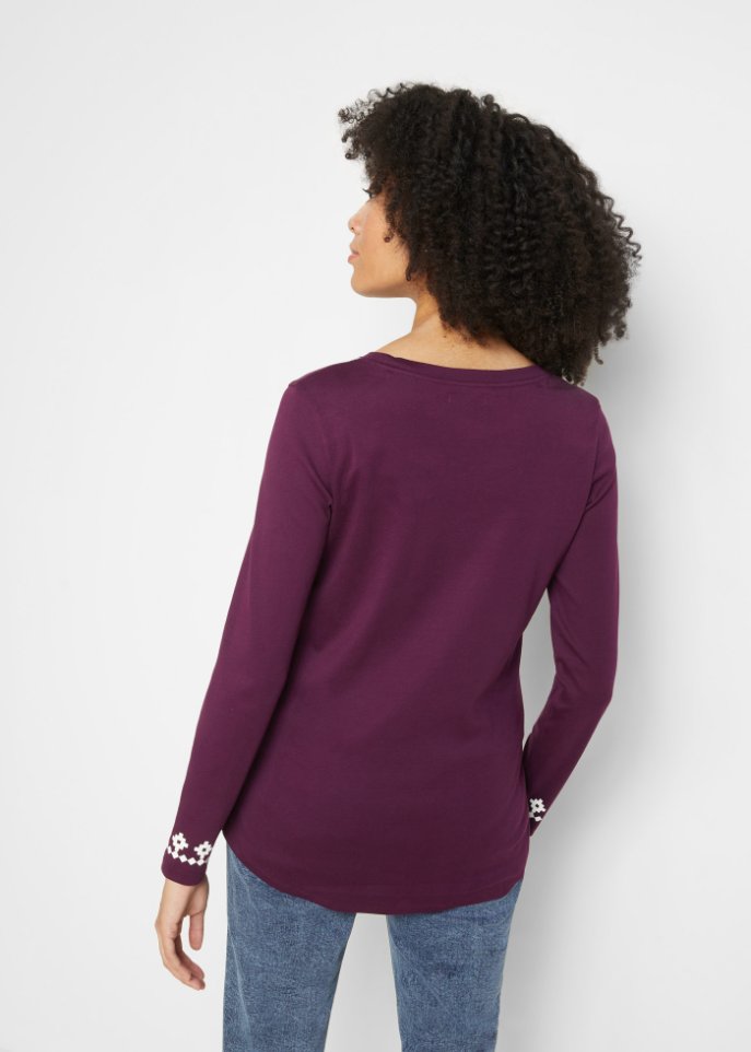 Baumwollripp-Langarmshirt mit Norwegermotiv