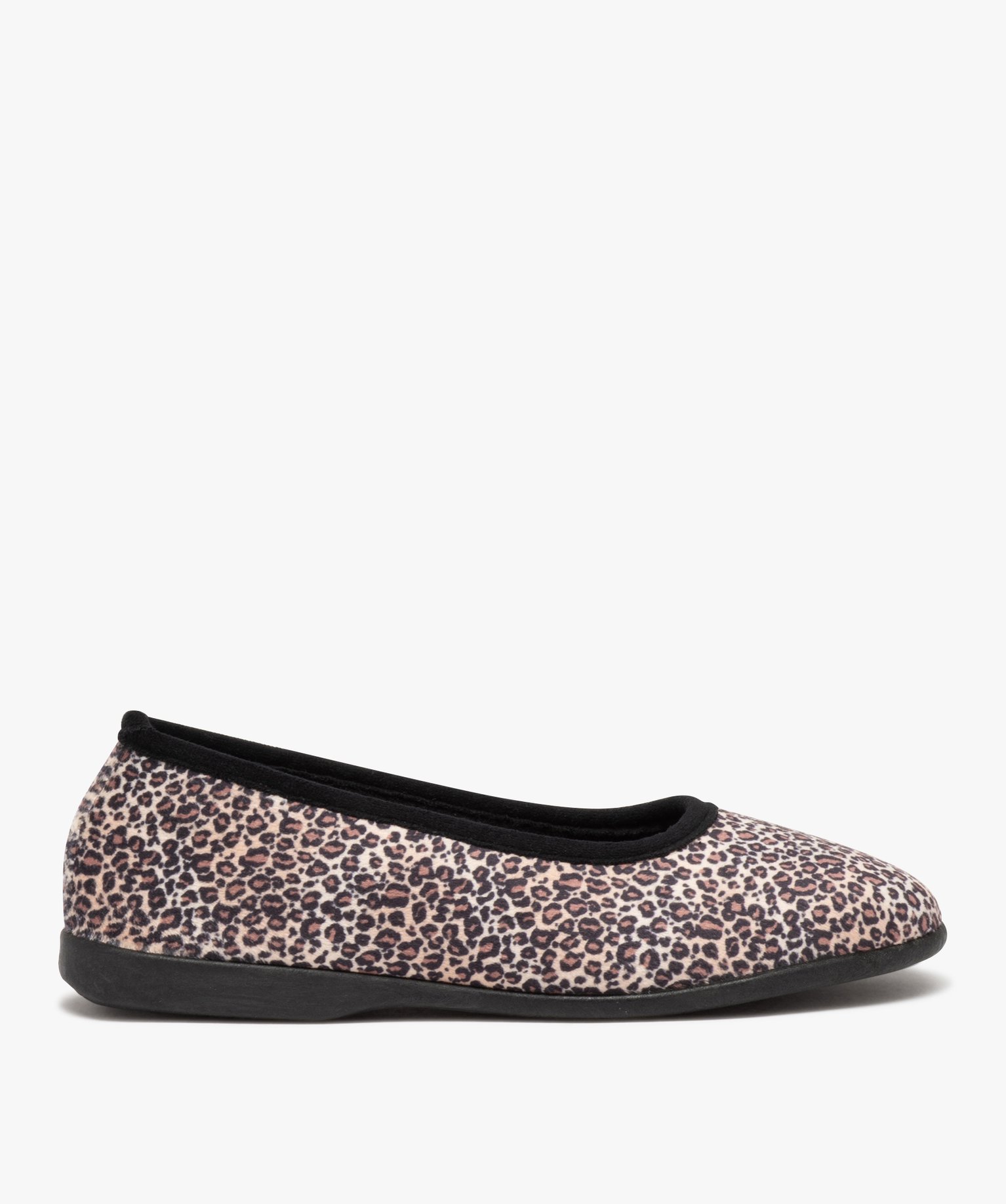 Chaussons femme ballerines en velours léopard imprime | GEMO