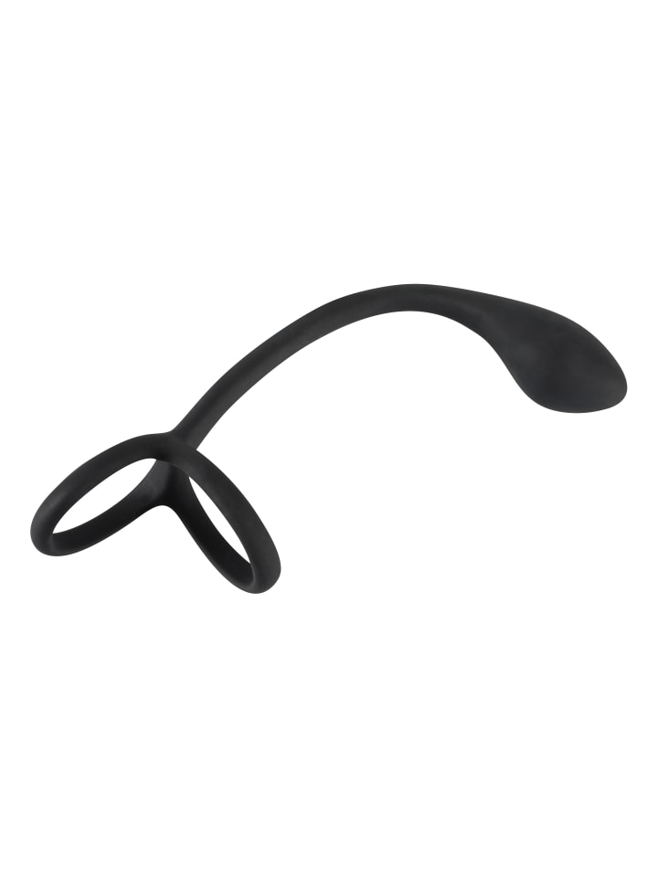 Black Velvets Analplug mit Penisring Cock & ball ring with butt plug in schwarz günstig kaufen 16 cm