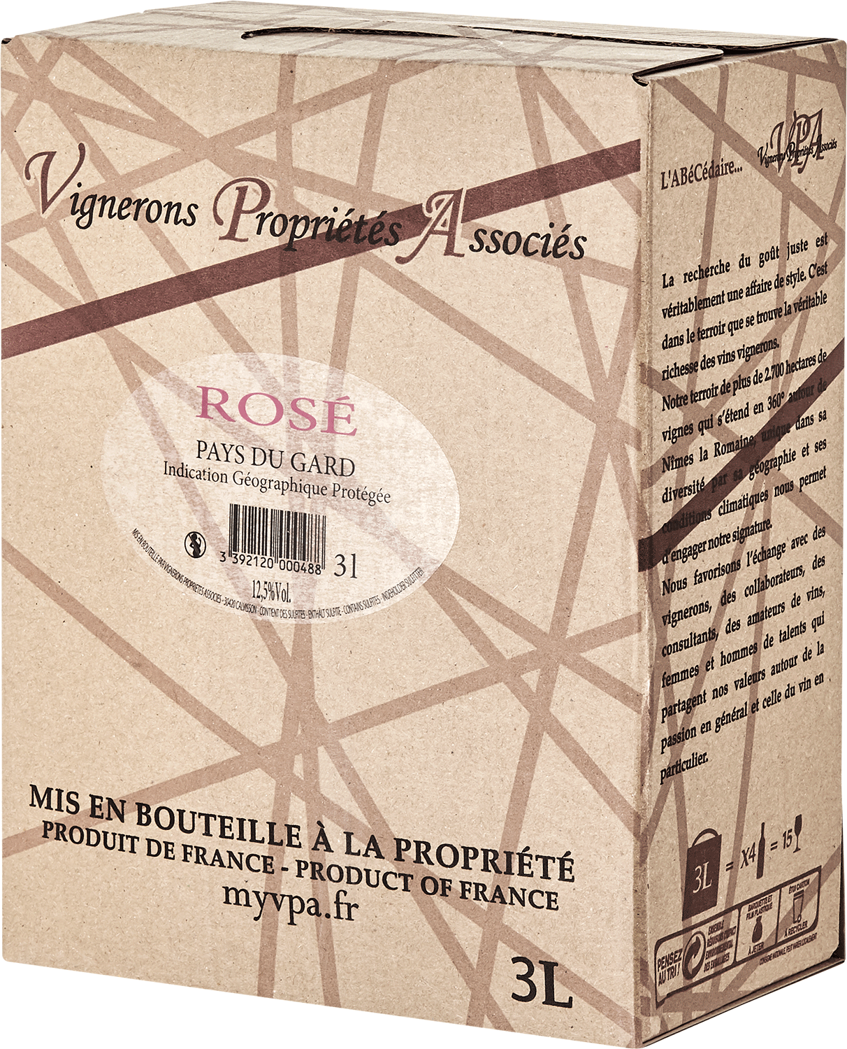 Vignerons Propriétés Associés Pays du Gard Rosé, Bag-in-Box 3,0 L