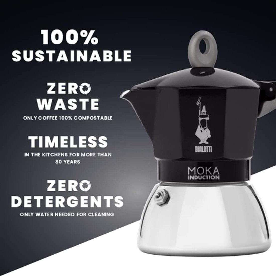 BIALETTI Espressokocher BIALETTI Mokka- Espressokocher New Moka Induktion schwarz für 2