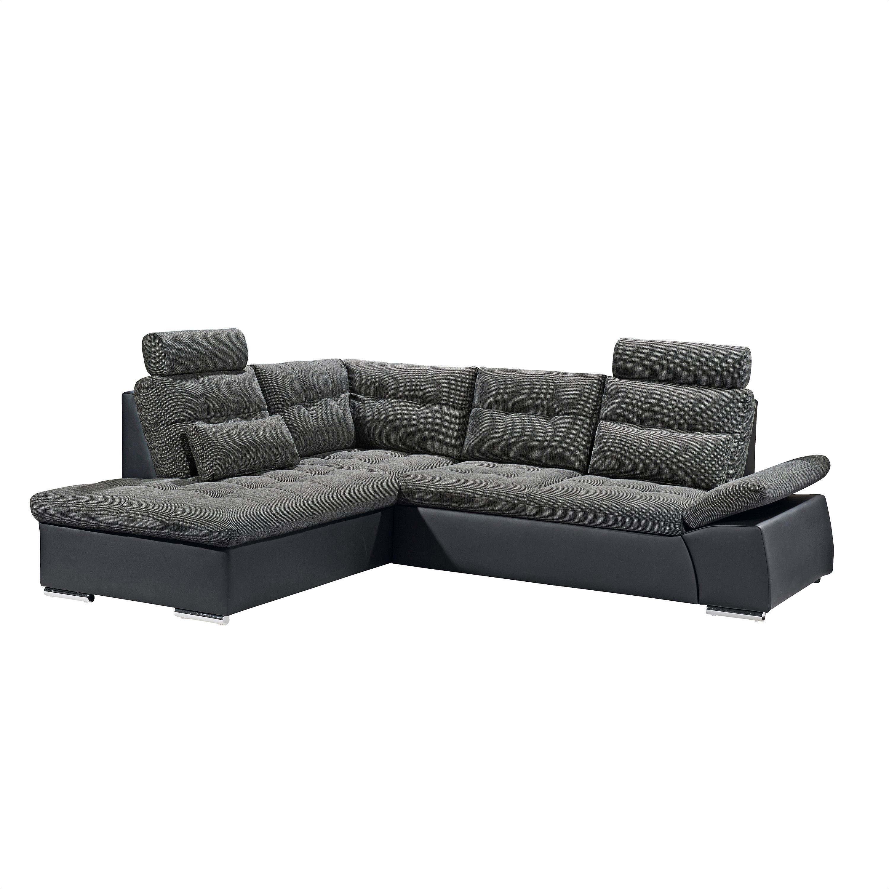 Kabs Polsterwelt Ecksofa Jakarta, Schlaffunktion, Umsteckbare Kopfstützen, Zierkissen, Maße: BxHxT: ca. 219 x 260 x 103 cm, Made in Europe