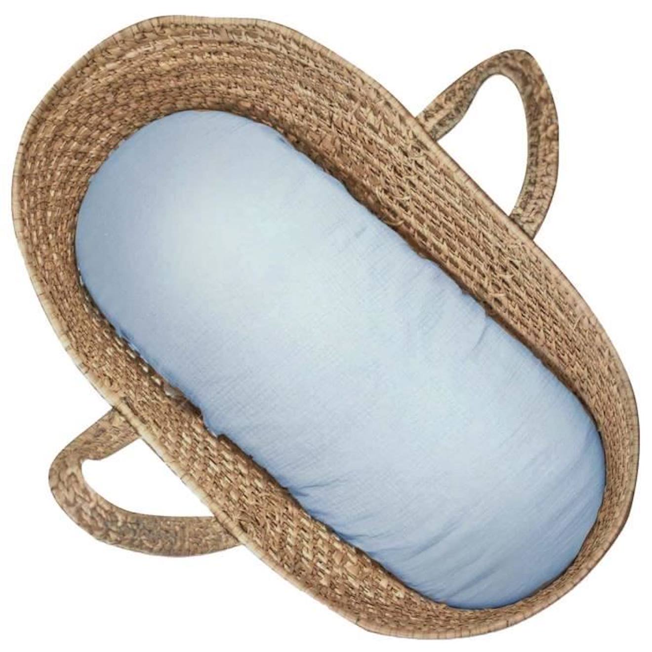 Drap housse couffin ovale en gaze de coton, Jeanne Bleu Dès la naissance bleu