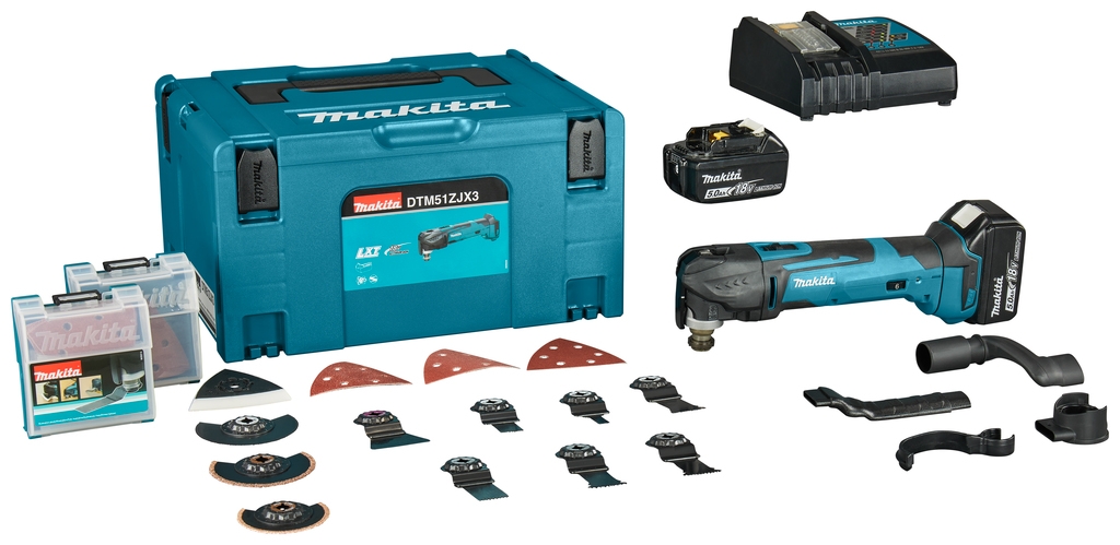 Makita DTM51RTJX3 Outil multifonction 18 volts 5,0 AH Li-ion + ensemble d'accessoires