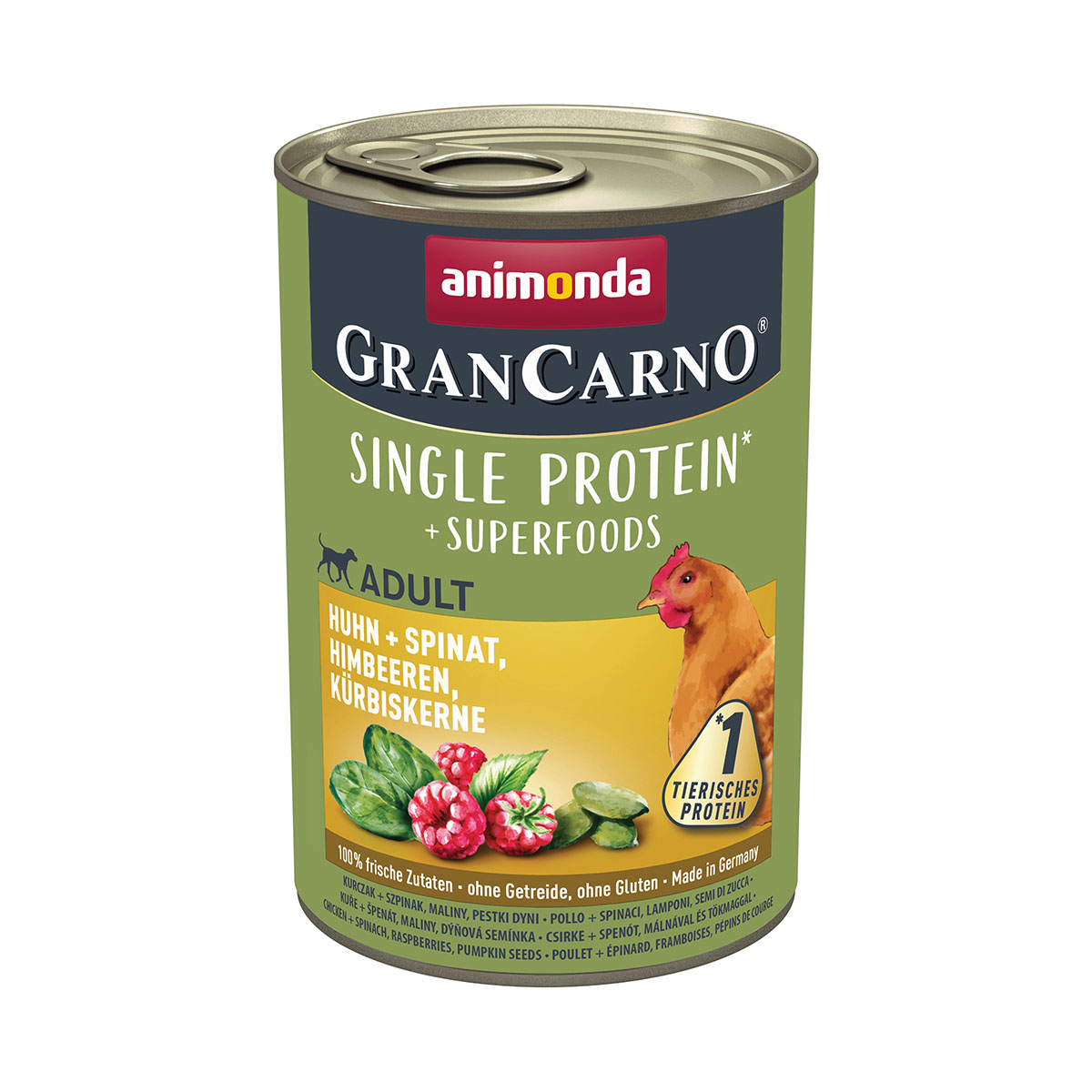 GranCarno Superfoods Adult Huhn + Spinat, Himbeere bei ZooRoyal