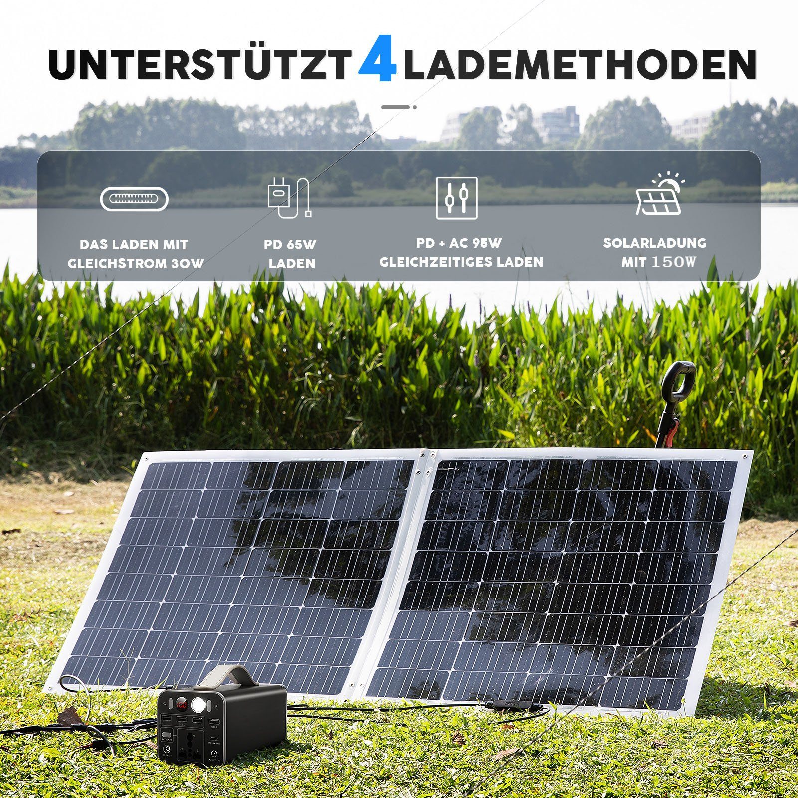 oyajia Stromerzeuger 150Wh Powerstation Generatoren Ladestation, Schnelles Laden 65W PD, Tragbare 158Wh Powerbank, 43200mAh LiFePO4, 150W Ausgang
