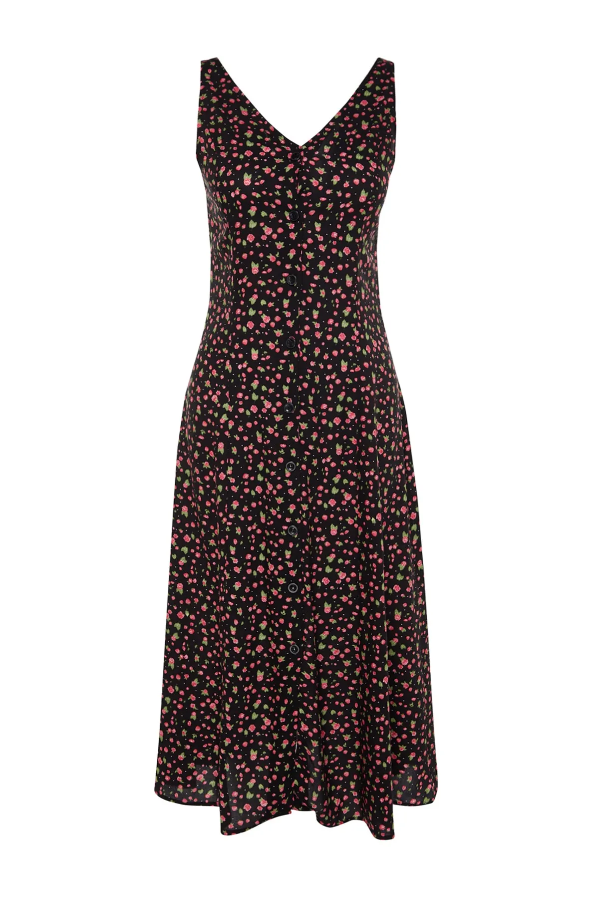 Trendyol Collection  Schwarzes gewebtes Kleid mit V-Ausschnitt TWOSS23EL01753