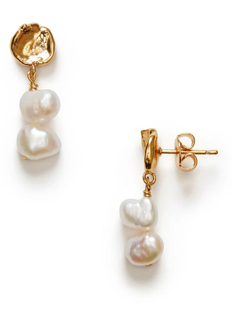 ANNI LU Pearly Drop gold-plated stud earrings