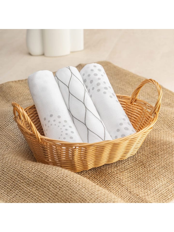 Makian Mullwindel / Mulltuch 3er Pack 80 x 80 cm - Modern in weiss,grau günstig kaufen onesize